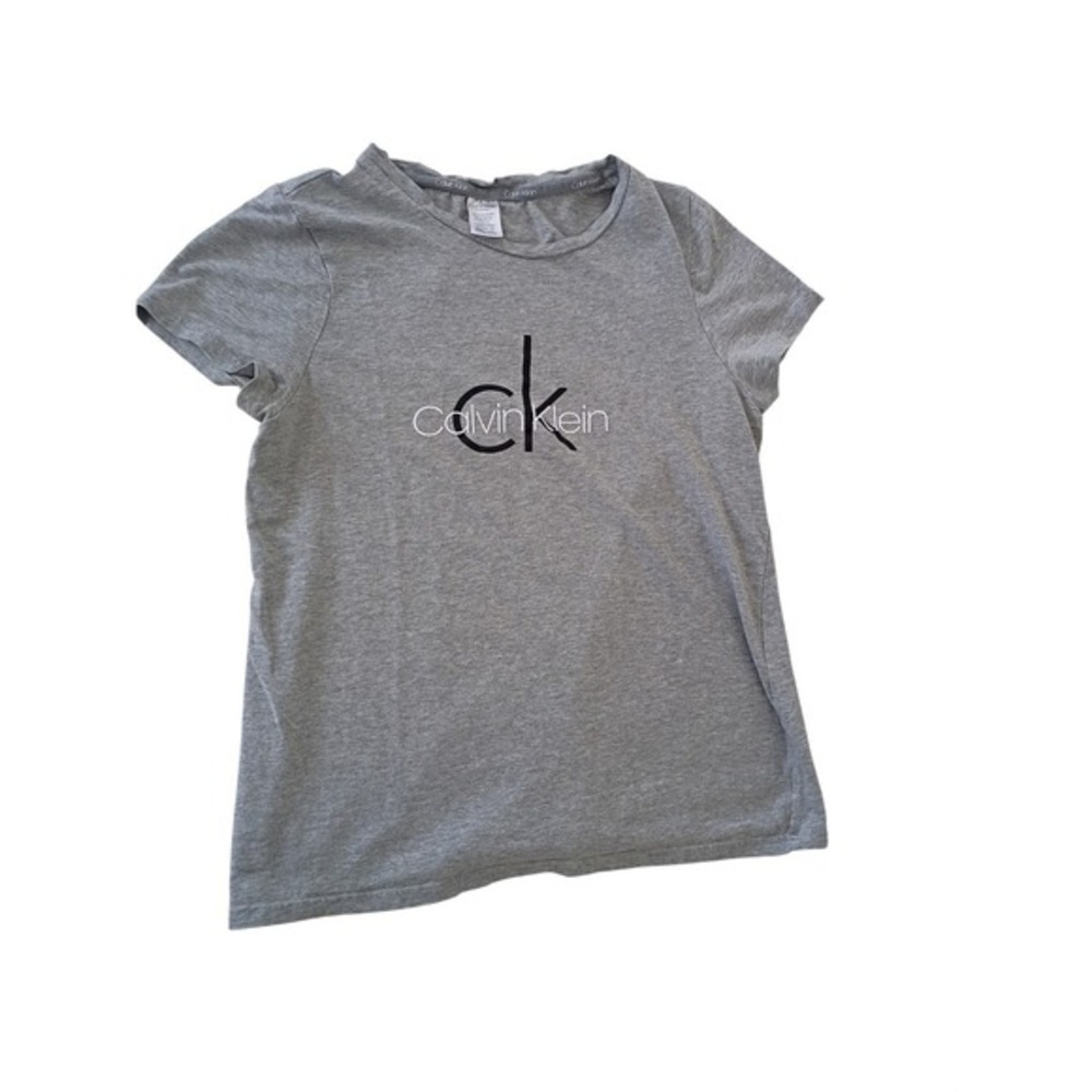 Calvin Klein Gray Sleepwear Cotton TShirt Fits S Logo Comfort‎ Soft